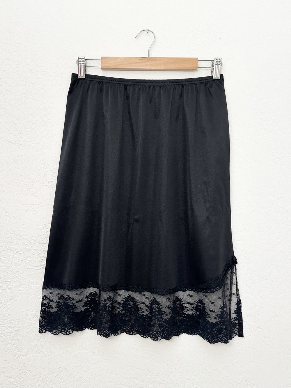 Vintage Vanity Fair Black Slip Skirt with Lace Trim